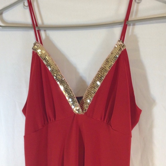 Vintage Solar Y2K Red Sequin Trim Cami Top Holiday Party Glam Sparkle Tank Retro - Picture 5 of 8